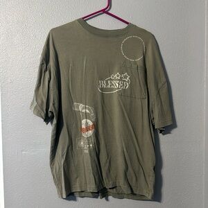 Mens 
Blessed World Oversized Short Sleeve Tee - Olive